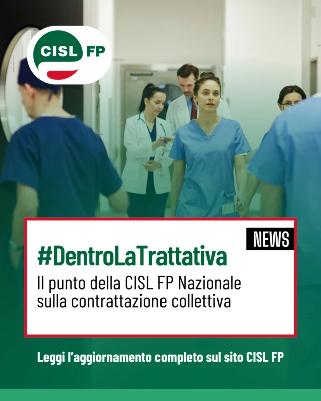 SANITÀ PUBBLICA - #DentroLaTrattativa

Si è svolto oggi il quarto incontro per il rinnovo del CCNL Sanità pubblica 2025-2027. Nel corso della riunione, la CISL FP ha esaminato da vicino la più recente bozza di testo presentata dall’Aran.

🔗 Leggi l'approfondimento sul sito web: link nelle storie!