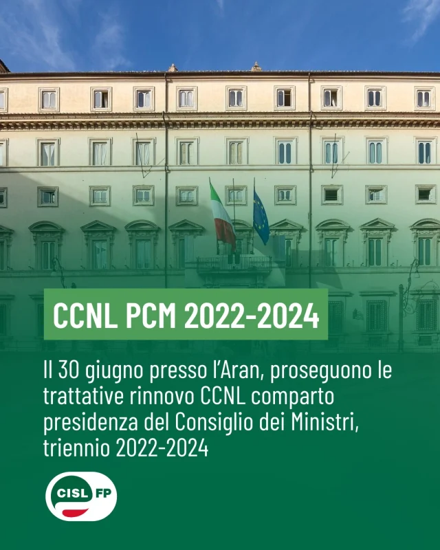 Nuovo appuntamento all'ARAN per il rinnovo del CCNL del personale del Comparto Presidenza del Consiglio dei Ministri, triennio 2022-2024.

Il 30 giugno, alle ore 11.00, prosegue il confronto tra le parti.

👉 Segui i canali CISL FP per tutti gli aggiornamenti del negoziato.

#CislFP #Sindacato #LavoroPubblico